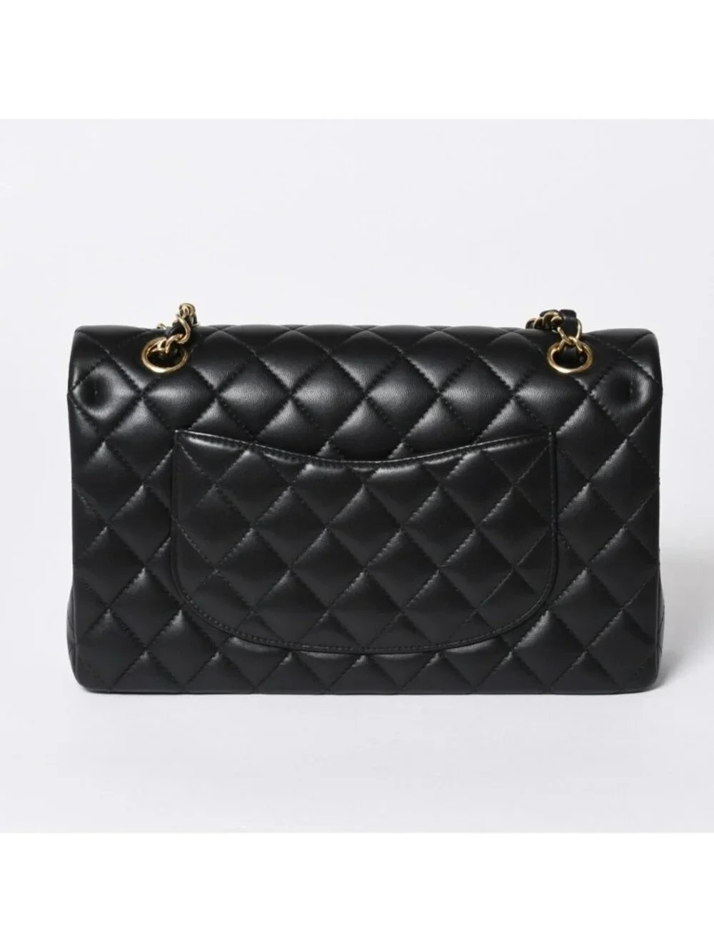Chanel Quilted 25 Double Flap Chain Shoulder Bag Base CC Logo Lambskin Black